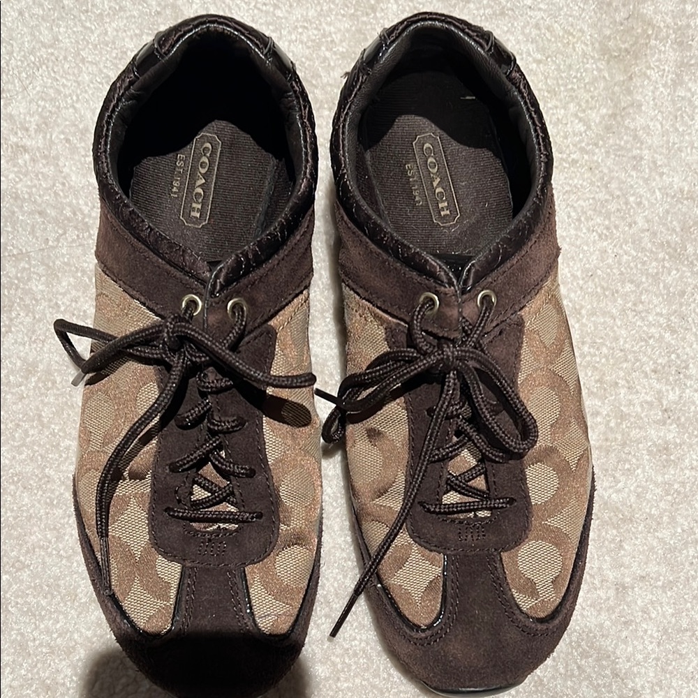 Coach Signature Brown and Tan Lace-Up Shoes